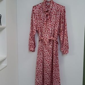 Vintage Silky Red and White Shirt Dress